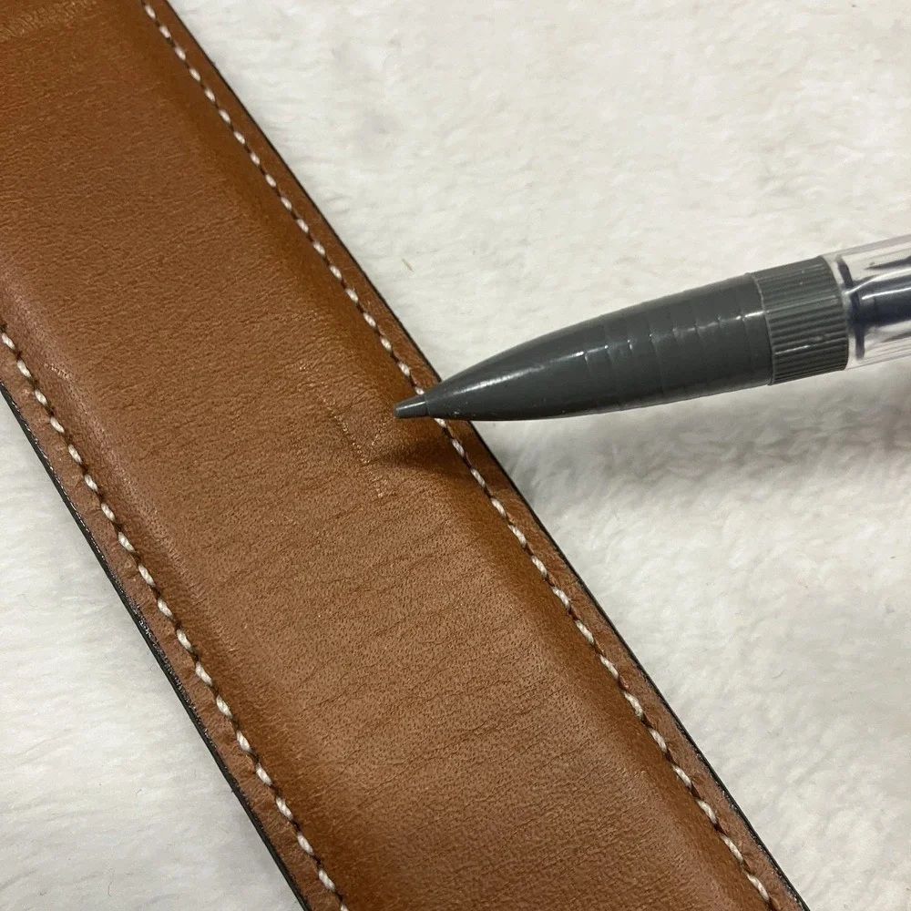 Nordstrom Men's Shop Brown Leather Belt – Size 46, Made in USA,‎ Polished Buckle